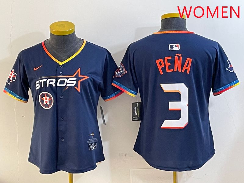 Women Houston Astros 3 Pena Drak Blue Fourth generation Joint Name 2025 Nike MLB Jersey style 5